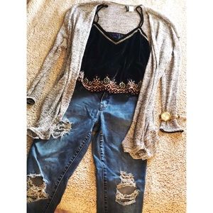 Velvet tank with beautiful details!